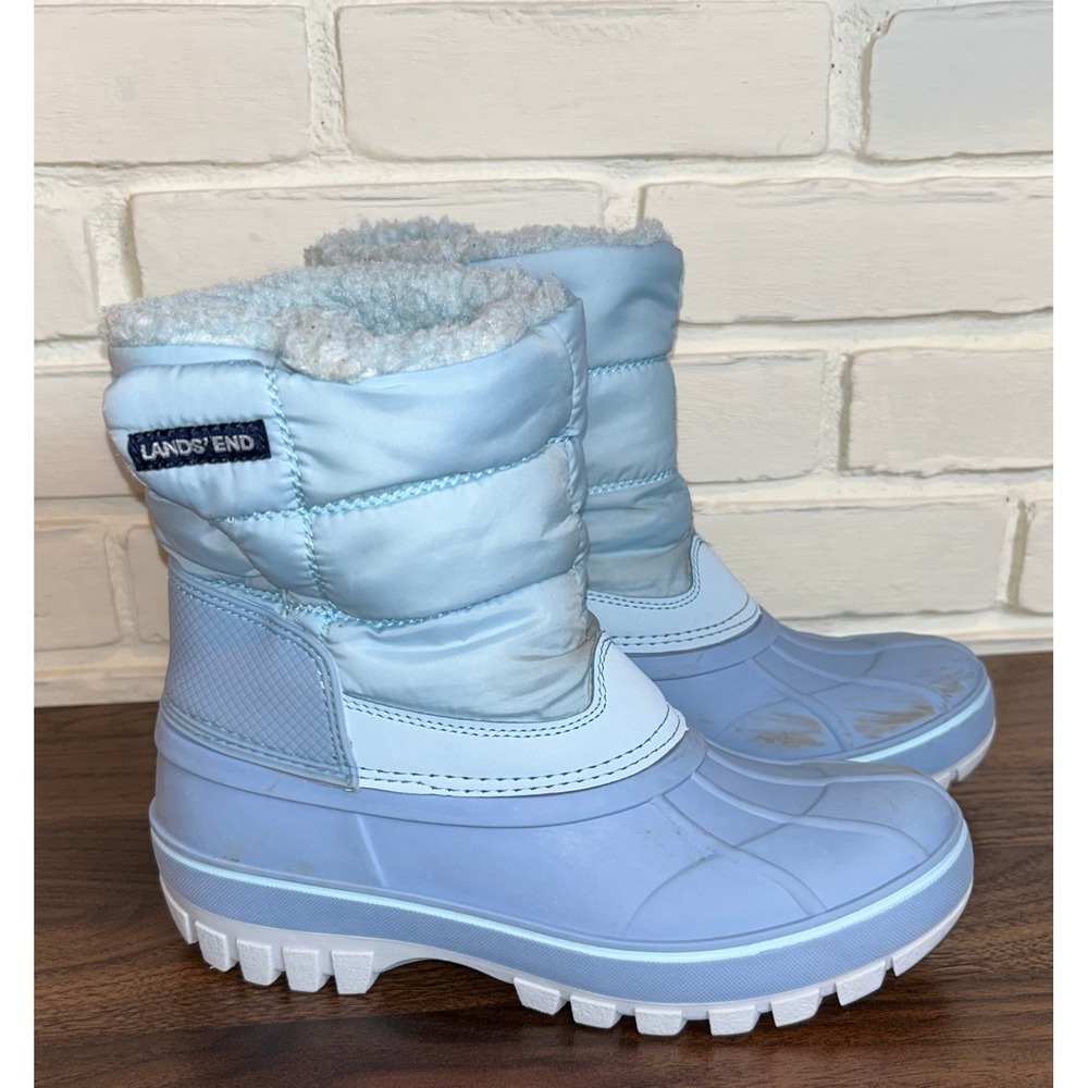 Lands End Kids Light Blue Insulated Snow Boots Water Resistant 3M Thinsulate 3M